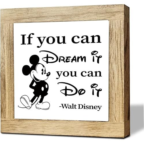 Inspirational Wood Sign, If You Can Dream It You Can Do It Wooden Sign, Motivational Desk Décor for Home Office Cubicle Table Decors, Funny House Decors 5.9×5.9 inch
