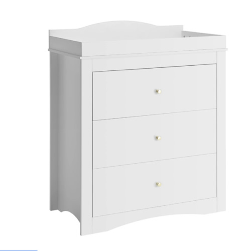 KFFKFF Cómoda Cambiador Moderna para Bebé con 3 Cajones de Almacenamiento, Organizador Multifuncional para Guardería y Habitación Infantil, Blanco