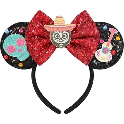 Mouse Ears Headband for Women Princess Mouse Ears Bows Mouse Ear Princess Party Decorations Coco