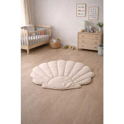 Seashell Baby Play Mat, Flower Shaped Cotton Nursery Rug, Newborn Photoshoot Mat, Baby Shower Gift, Kids Room Decor