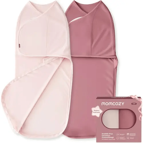 Momcozy Swaddles for Newborns, Quiet Fastener Swaddle Suitable for Infant 0-3 Months, New-Parent-Friendly Sleep Sack, Reduce Startle Reflex, Newborn Boys Girls Registry Essentials, 2-Pack, Bloom