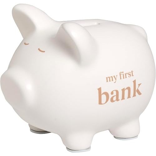 Pearhead Ceramic My First Bank Mini Piggy Bank, White