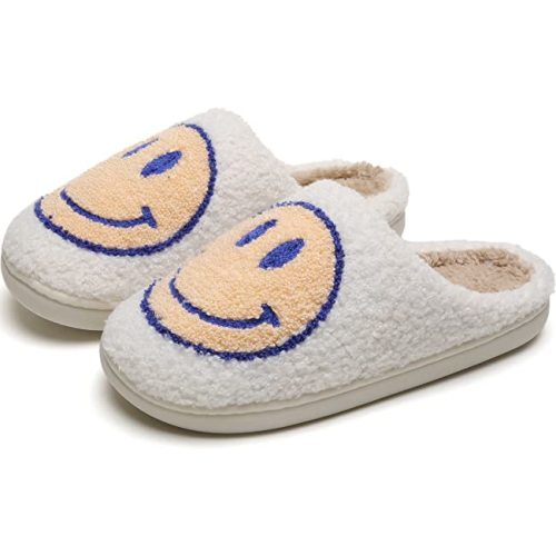 PLMOKN Slippers for women indoor and outdoor men open toe fluffy cute smile face slippers