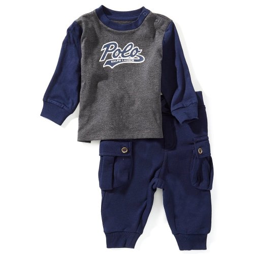 Ralph Lauren Baby Boys Long-Sleeve Logo Jersey T-Shirt & Fleece Jogger Pants Set