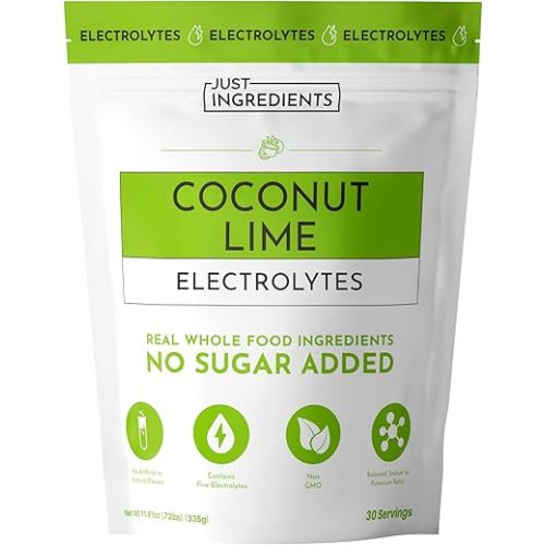 Coconut Lime Electrolytes – 30‑Serving Hydration Drink Mix with Coconut Water, Sea Salt, and Trace Minerals – Supports Hydration, Recovery, and Electrolyte Balance*