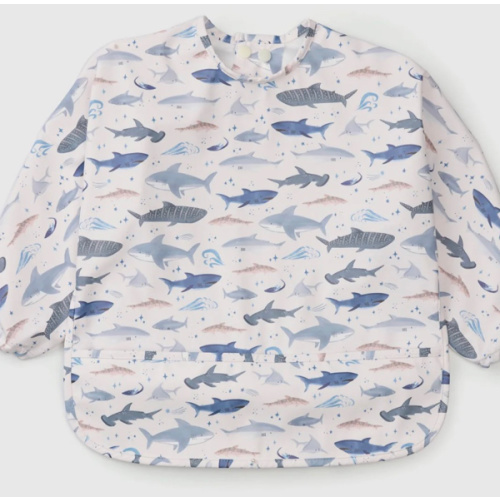 Long Sleeve Bib - Smiley Sharks