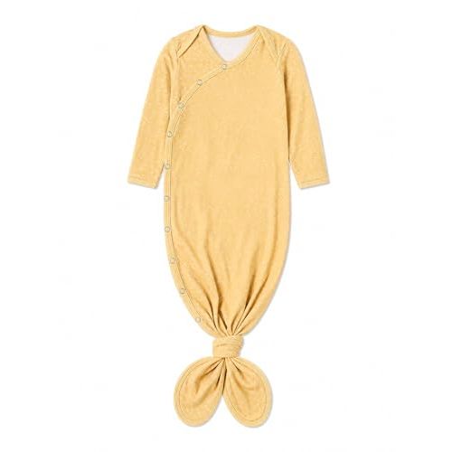 Copper Pearl Baby Gown - Knotted Newborn Sleepers for Baby Boy and Girl, Soft Stretchy Long Sleeve Infant Gowns with Bottom Tie and Hand Mittens, Perfect Hospital Coming Home Outfit (Marigold)