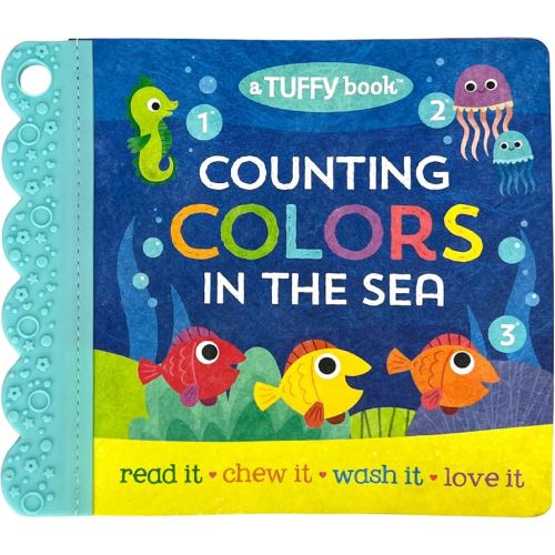 Tuffy Counting Colors in the Sea Book - Washable, Chewable, Unrippable Pages With Hole For Stroller Or Toy Ring, Teether Tough (A Tuffy Book)