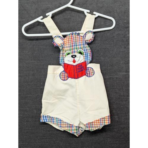 Vintage Infant Overalls The Three Bears Cream & Plaid Vintage Baby Outfit 6-9M