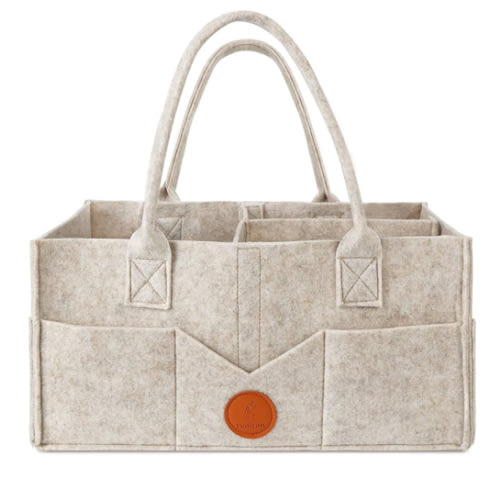 Maliton Baby Diaper Caddy Organizer for Changing Table, Nursery Storage Bin Basket with Handle, Felt Diaper Organizer Suitable for Indoor Outdoor (Khaki)