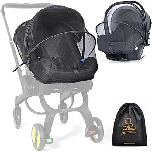 Orzbow Summer Baby Car Seat Cover | Breathable Mosquito Net for Doona Car Seat and Stroller | Universal Carseat Mosquito Net Mesh Cover for Infant, Baby Summer Travel Camping Essentials, Black