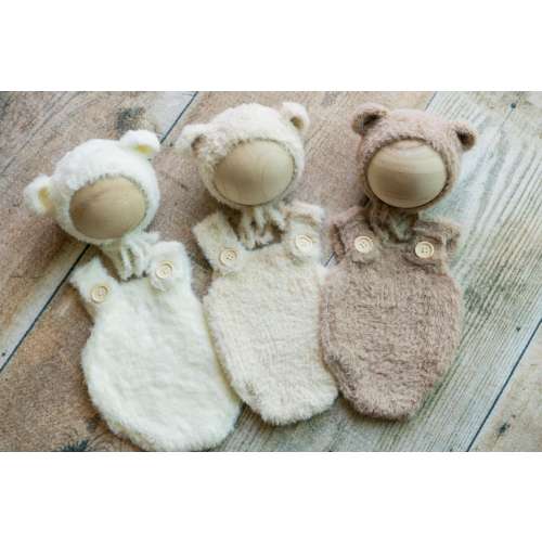 Newborn Bear Jumpsuit/ Knitted Newborn Photography Prop / Cake Smash/ First Birthday Outfit/ Baby photo props/ Newborn Photography Props