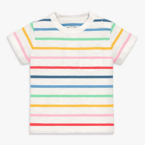 Baby short sleeve tee in rainbow stripe - Ivory / rainbow stripe / 3-6