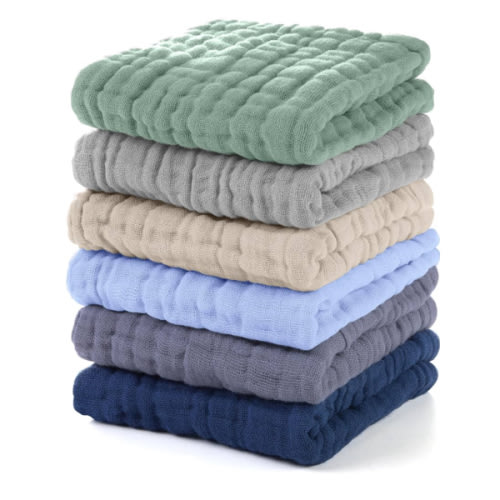 Unnivoll Muslin Baby Washcloths 6 Pack, 100% Cotton Wash Cloths for Babies, Large 12''X12'' Burp Cloths Absorbent and Soft for Newborn Infants Kids Boys Girls - Multicolor