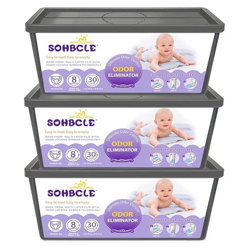 SOHBCLE Refills Compatible with Genie Easy Roll Signature Diaper Pail and Platinum Diaper Pail, Upgraded 90 Bags Hold up to 4200 Newborn Diapers, Extra Thickness Powerful Odor Control