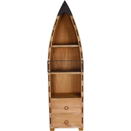 LHHP Solid Wood Boat Shelf Decorative Nautical Wall Decor Beach Themed Bookcase Large Wooden 3-Tier Display Shelves for Home Kitchen Bedroom Living Room (45.3" H)