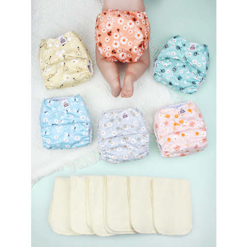 POCKET DIAPER 3.0 WITH INSERTS - 6 PACK(Garden Beetles)