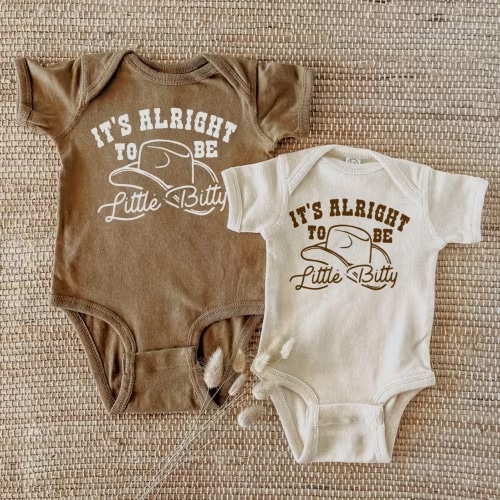 It's Alright to Be Little Bitty, Western Baby One-Piece, Boho Country Style Bodysuit