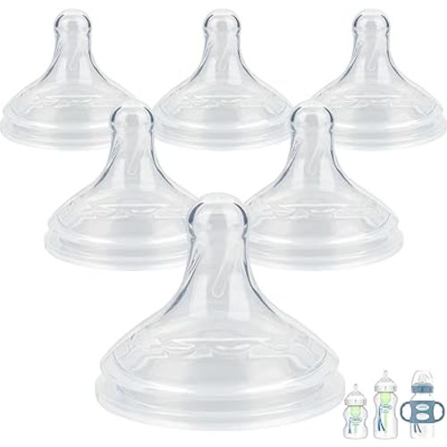Silicone Nipple for Dr.Brown's Wide-Nick Baby Bottles,Level 2 Nipples, Medium Flow, 3m+, 6 Count