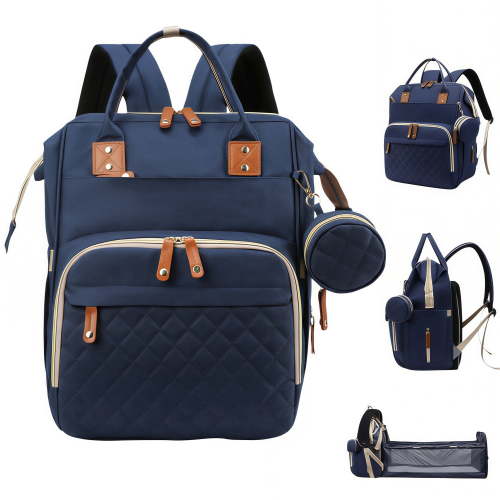 WANDF Diaper Bag Backpack with Changing Station, Large Travel Mommy Bag, Waterproof Diaper Backpack for Moms Dads with USB Charging Port,Mommy Essentials Shower Gifts Gifts(Blue Bag)