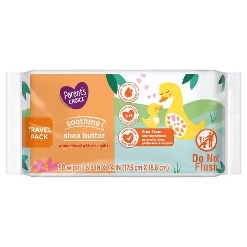 Parent's Choice Soothing Shea Butter Baby Wipes Travel Pack, 50 Count