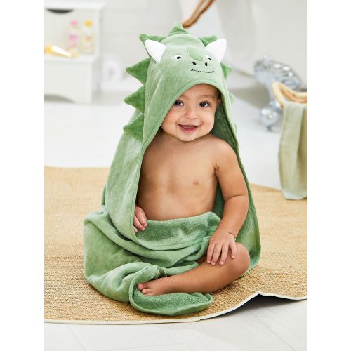 JoJo Maman Bébé Green Dino Character Hooded Towel - Size ONE
