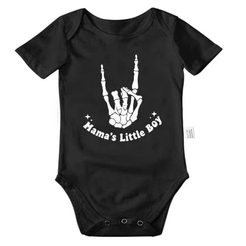 Mama's Little Boy Skeleton Hand Baby Bodysuit 0-24M Unisex Outfit