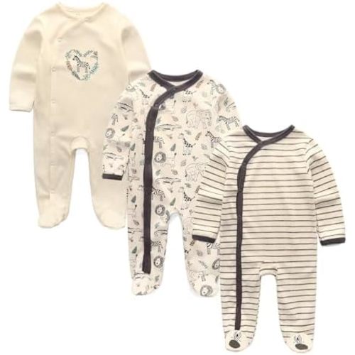Ecojoy Baby Girls Boys Long Sleeve Printed Bodysuit Infant Foot Jumper Cotton One-Piece Romper 0-12 Months