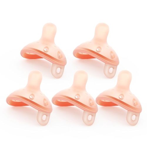 Garkoko Breast-Like Baby Pacifier 0–6 Months (2-Pack), One-Piece Silicone Binky with PPSU Anti-Swallowing Ring, BPA-Free Natural Feel for Newborn & Breastfed Babies, Seamless Feeding Transition