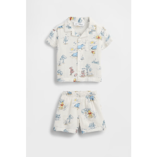 Baby Winnie The Pooh Cotton Gauze Outfit Set - 0-3m