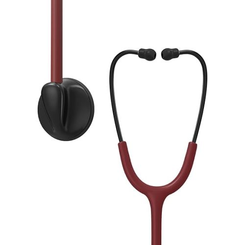Single Head Stethoscope for Doctors/Nurses/Nursing School Students, Medical and Home Use with Accessories Name Tag, FSA HSA Eligible (Burgundy Tube, Without EVA Case)