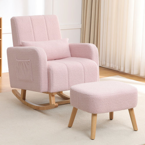 Isabelle & Max™ Upholstered Teddy Rocking Chair and Ottoman Ensemble | Wayfair