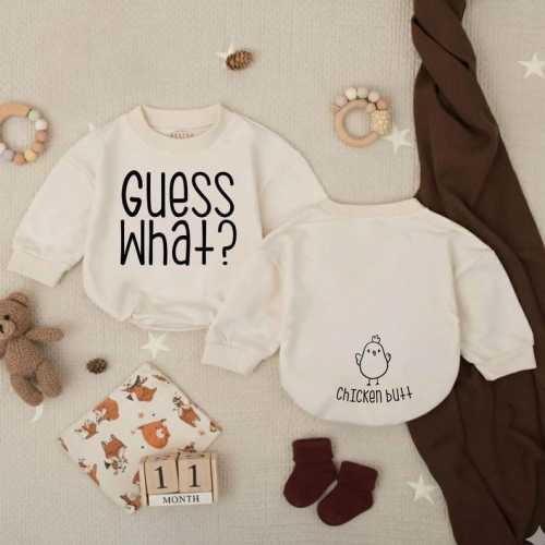 Guess What Chicken Butt Baby Bubble Romper, Funny Farm Chicken Outfit, Baby Shower Gift