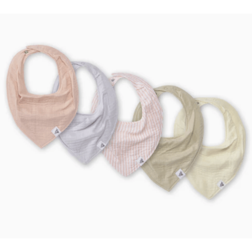 Organic Muslin Baby Bandana Bibs - Pink Sand