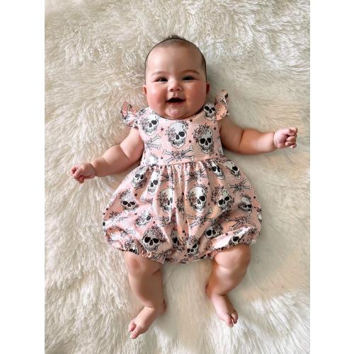Baby goth bubble romper,newborn gift,gift for newborn girl, sugar skulls bubble romper,bubble romper girls,whimsy goth romper,skulls romper