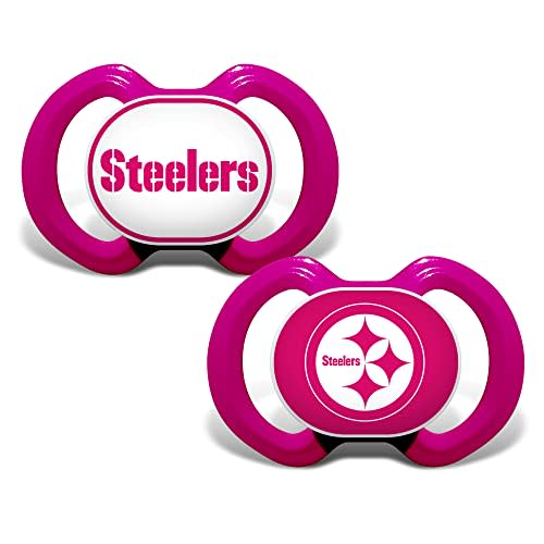 Baby Fanatic Girls Pink Pacifier 2-Pack - NFL Pittsburgh Steelers - Officially Licensed League Gear