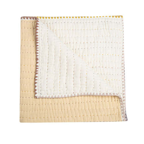 Crane Baby Kendi Beige Baby Quilt - Brown  - Brown