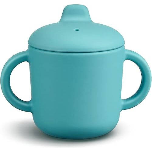 6 Months+ Sippy Cups with Handles,Small Silicone Sippy Cups Leak Proof 5oz,No Spill Sippy cups for Toddlers (Green)
