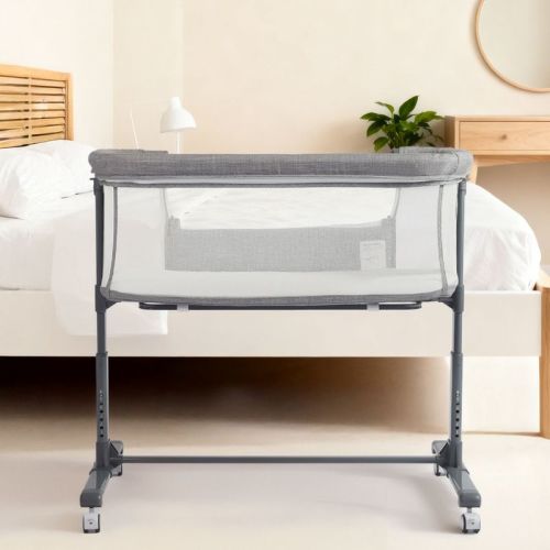 Kinder King Baby Bassinet with Wheels, Portable Newborn Bedside Sleeper, All-Sided Mesh Infant Crib with Removable Soft Mattress