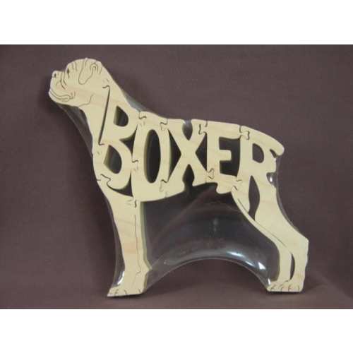 Boxer  Wooden Dog Toy Puzzle Hand Cut Figurine Art