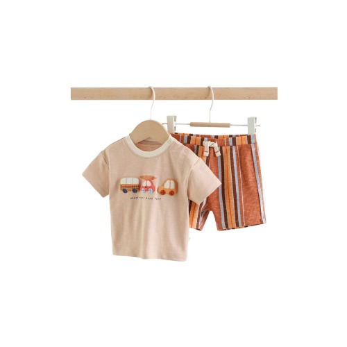 Road Trip Appliqué T-Shirt & Drawstring Shorts Set