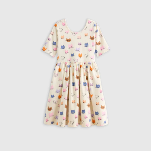 Organic Cotton Skater Dress - Toddler Girl in Cat Faces