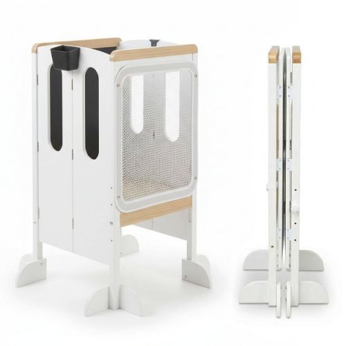 Little Partners EZ Fold 'N Grow Learning Tower 34.84" Wood Step Stool - Soft White & Natural