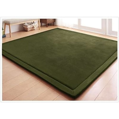 Coral Velvet Area Rugs Play Mat Carpet Crawling Mat for Nursery Baby Toddler Children Kids Room, Yoga Mat Exercise Pads (Olive Green, 3.3 ft x 6.6 ft)