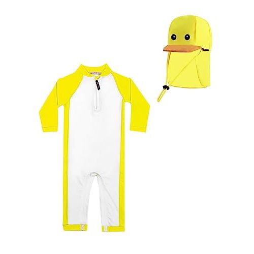 weVSwe Newborn Baby Boy Swimsuit Toddler Rash Guard Long Sleeve UPF 50+ Sun Protection Swimwear with Sun Hat Set