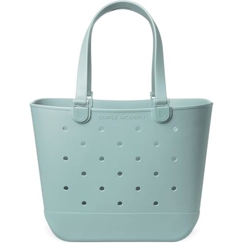Simple Modern Extra-Large Beach Bag | Waterproof Getaway Rubber Tote with Zipper Pocket for Travel, Pool, Boat, Groceries, Sports | Sea Glass Sage