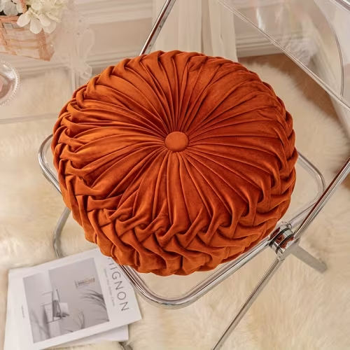round velvet pumpkin pillow minimalist style - Temu