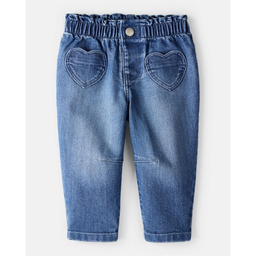 Baby Girl Heart Pocket Barrel Jeans - Blue - Carter's | Carter's