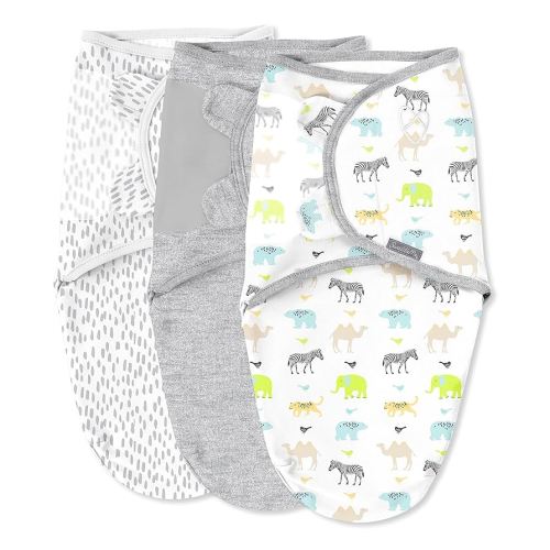 SwaddleMe by Ingenuity Original Swaddle - Size Small/Medium, 0-3 Months, 3-Pack (Lil Wild One)