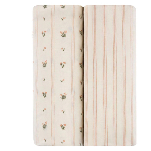 Linear Floral Crib Sheet Set Crib Sheet Set – Ely's & Co.